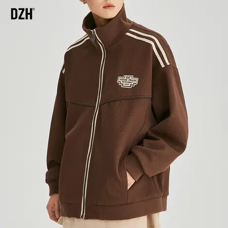 男士咖色外套男秋季休闲工装夹克2023新款美式复古潮牌高街上衣服商品大图