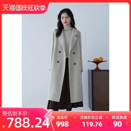 嘉茱莉2023秋冬新款赫本风大衣女中长款宽松羊毛外套毛呢大衣宽松商品大图