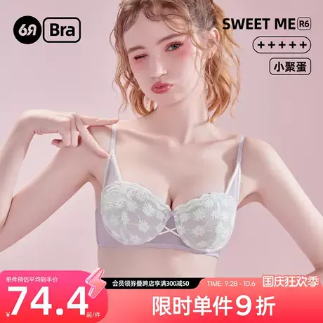 6RBI小雏菊刺绣文胸软钢圈聚拢显大收副乳上薄下厚承托有型内衣女商品大图