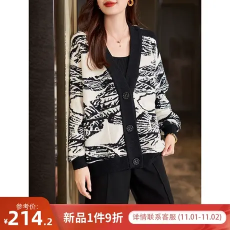 宝诗黎【新品价238元】V领宽松针织短外套UU2043图片