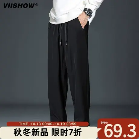 VIISHOW抽绳直筒裤春秋潮牌宽松休闲裤子男美式百搭重磅运动长裤商品大图