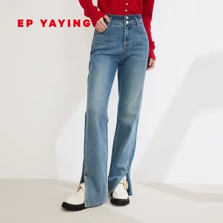 [当代国风·龙年限定]EP雅莹2024早春新品 长绒棉微喇牛仔裤J618A图片