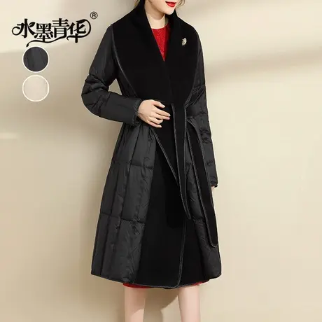 水墨青华2024春季新品时尚羽绒服女中长款百搭保暖加厚外套棉衣图片
