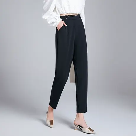 丽洁女裤休闲西装裤哈伦裤女春秋新款高腰显瘦香蕉裤小个子九分裤商品大图