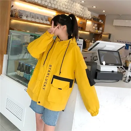 工装外套女2023秋冬新款学生韩版宽松百搭bf连帽棒球服ins夹克潮商品大图