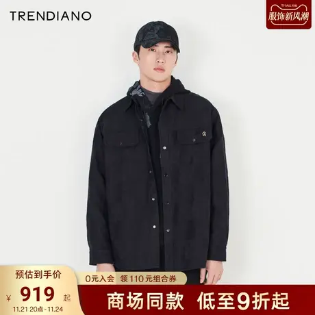 TRENDIANO官方2023新款春季男装长袖牛仔衬衫衬衣图片