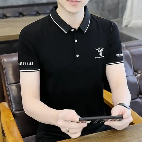 刺绣小鹿头polo衫男短袖潮牌2022新款纯棉男士t恤带领大码保罗衫图片