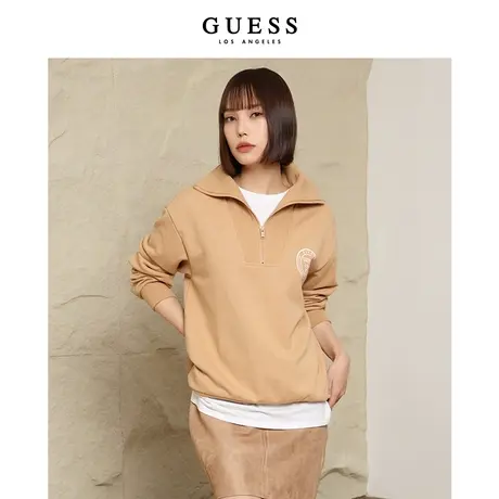 GUESS男女同款oversize流行新派半高领拉链卫衣图片