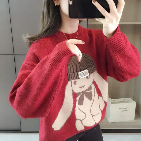 2025新款卡通毛衣女秋冬季宽松韩版针织衫学生上衣慵懒风外穿洋气商品大图