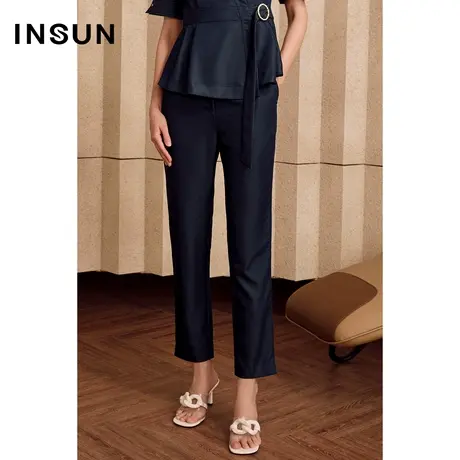 INSUN恩裳线上专选夏季天丝牛仔面料小脚西裤商品大图