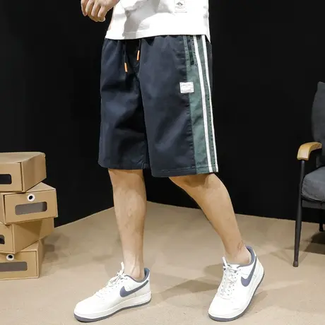 条纹休闲短裤男潮牌ins爆款夏季薄款五分裤宽松胖子大码裤子外穿商品大图