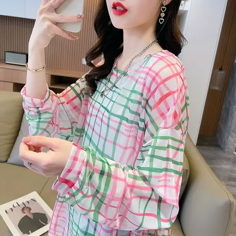 户外透气小清新防晒衣女夏季韩版宽松大码薄款冰丝防晒服上衣罩衫商品大图