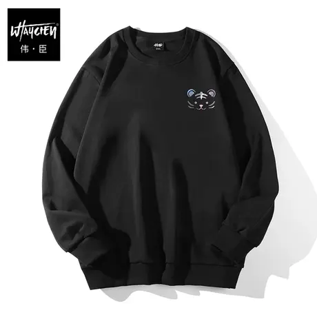 伟臣2022春季新品大码男士圆领卫衣胖子加肥加大纯棉卡通印花上衣图片