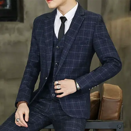 西服套装男士三件套韩版修身休闲商务职业正装新郎结婚伴郎团礼服商品大图