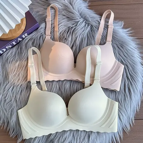 无痕内衣女一片式少女小胸聚拢显大防下垂上托无钢圈收副乳胸罩商品大图