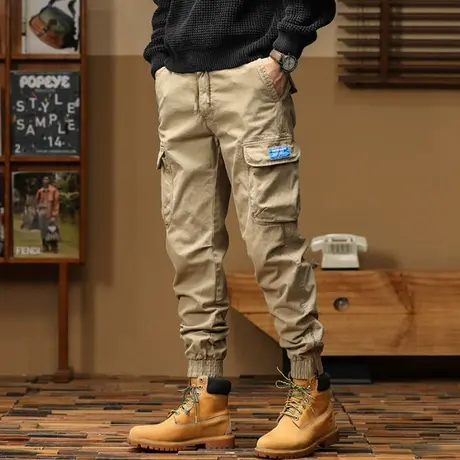 休闲大码束脚工装裤秋冬厚款迷彩工装裤时尚男装裤子男款休闲男装商品大图