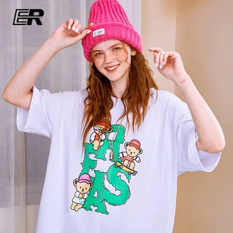 ERx小熊T恤宽松休闲圆领潮牌情侣短袖商品大图