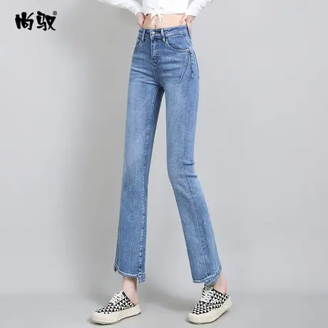牛仔裤女2024年新款韩版宽松百搭时尚高腰修身显瘦微喇叭长裤女春商品大图