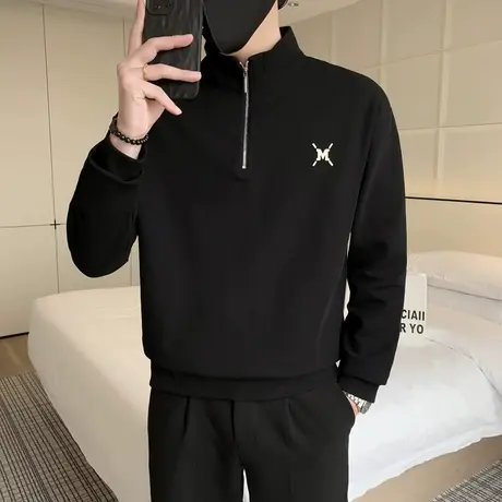 春秋季时尚休闲痞帅POLO衫简约轻熟风长袖T恤体恤卫衣潮牌INS外套商品大图