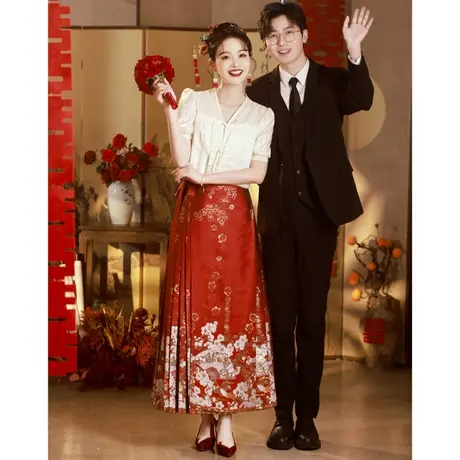 马面裙敬酒服2024新款高级感新中式订婚礼服夏季结婚秀禾服套装图片