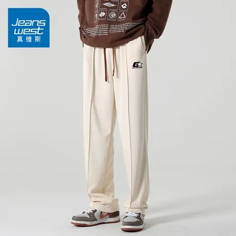 KZ真维斯秋冬季宽松紧腰跑步运动休闲长裤男士抽绳卫裤2023年新款商品大图