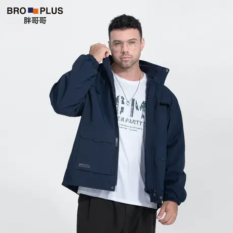 胖哥哥大码外套男秋季新款宽松加肥加大胖潮带帽夹克上衣潮牌男装图片