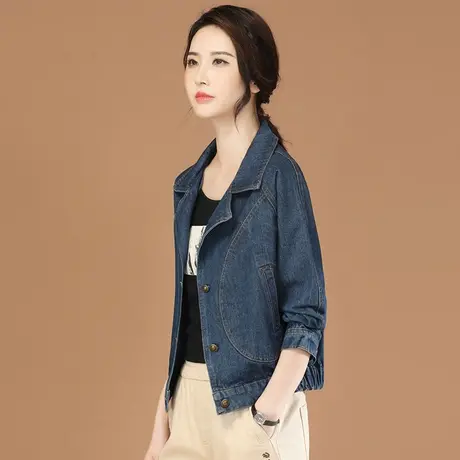 韩潮袭人小香风西装领牛仔外套女2023秋新款短款百搭牛仔夹克上衣图片