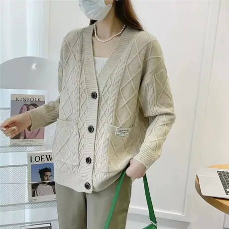 麻花毛衣外套女早春秋季2023年新爆款女装减龄漂亮洋上衣针织开衫商品大图