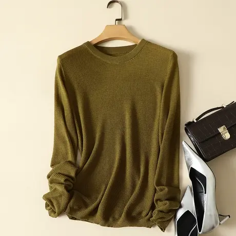 打底衫毛衣女春装2023年新款低圆领内搭长袖上衣宽松百搭针织衫女商品大图