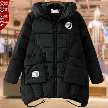 加大码女棉服胖mm200斤中年妈妈宽松显瘦中长款羽绒棉羽绒服棉衣商品大图