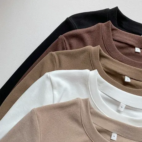 德绒打底衫女秋冬2023新款修身洋气磨毛t恤ins百搭长袖内搭上衣潮商品大图