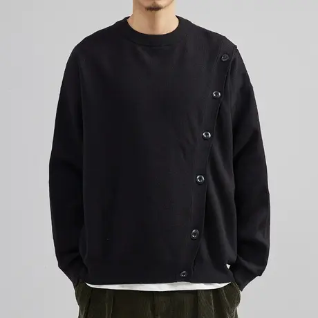 原创设计师小众纽扣毛衣男文艺韩版潮流秋冬季新款长袖针织衫线衣图片