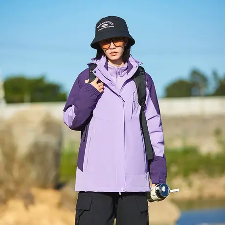 2023新款户外冲锋衣男女三合一可拆卸防风小个子爬山外套登山服商品大图