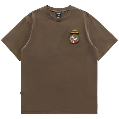 VIP美式复古刺绣短袖T恤男夏季重磅纯棉毛巾绣体恤衫半袖上衣潮牌商品大图