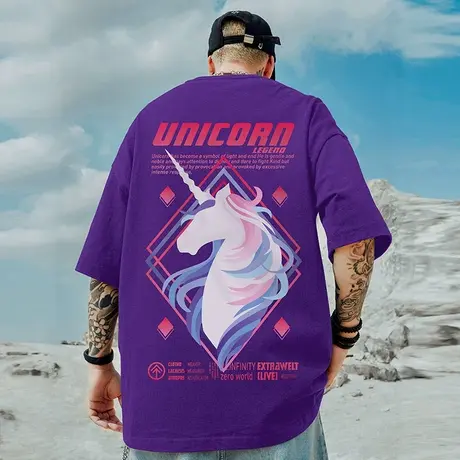 2023美式潮牌ins男短袖潮流宽松加大码情侣装oversize高街半袖T恤商品大图