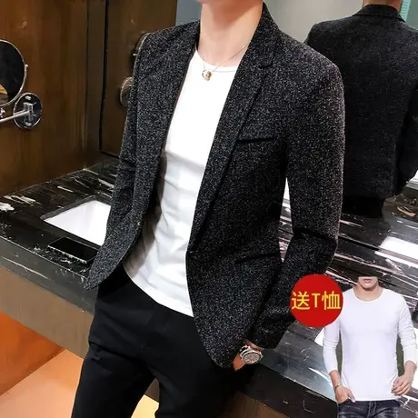 2021春季帅气休闲西服男士单西韩版潮流修身青年小西装外套男装潮商品大图