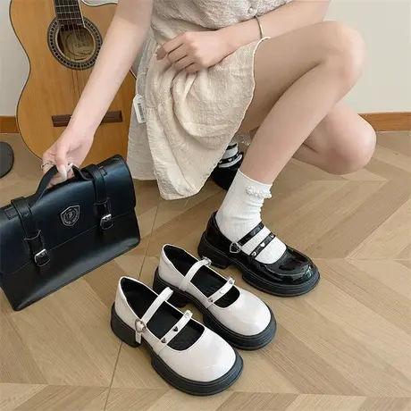 玛丽珍鞋女夏季2023年新款粗跟圆头单鞋日常配裙子甜酷jk小皮鞋潮商品大图