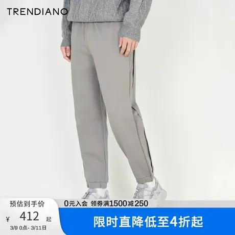TRENDIANO官方男装冬季新款加厚针织九分裤卫裤商品大图