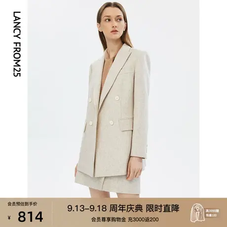朗姿羊毛法式休闲廓形气质显瘦收腰秋季新款西装外套女轻商务西服图片