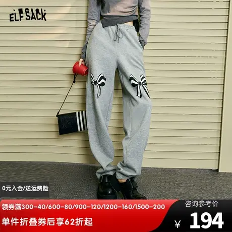 妖精的口袋蝴蝶印花香蕉裤运动裤女2024年早春新款松弛感显瘦裤子图片