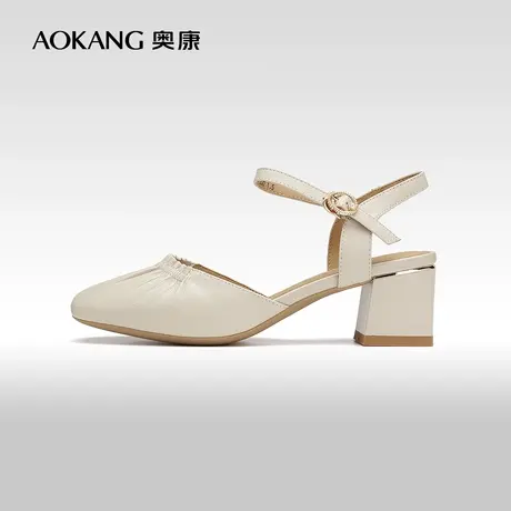 【门店发货】奥康女鞋 2023夏季新款时尚百搭包头凉鞋方跟女凉鞋图片