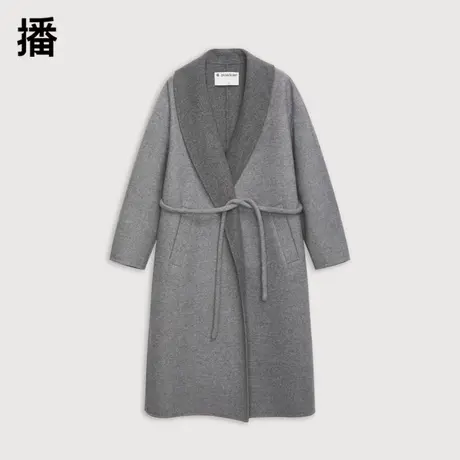 播宽边斜插袋毛呢大衣2023秋冬新品中长款呢子外套女DDQ4AD5530图片
