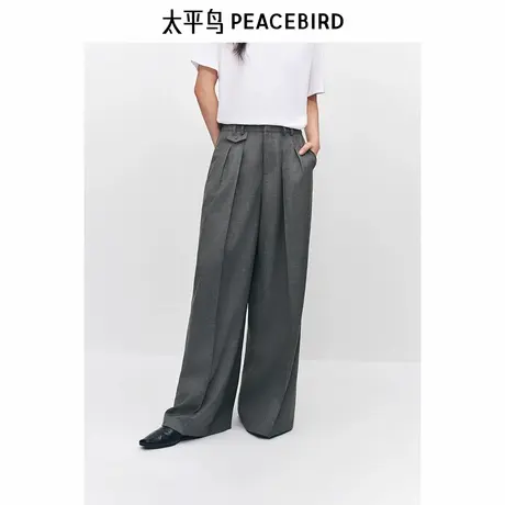 【商场同款】太平鸟女装秋季新款双压褶西裤休闲裤A1GBE3451图片