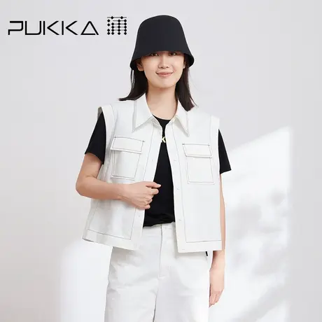 蒲PUKKA 女装纯棉马甲2023春季新款设计感时尚马夹外套商场同款图片