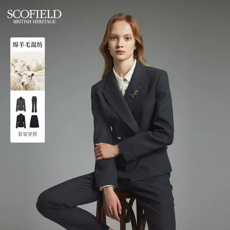 【羊毛】Scofield女率性西装裤子半身裙三件套套装冬季图片