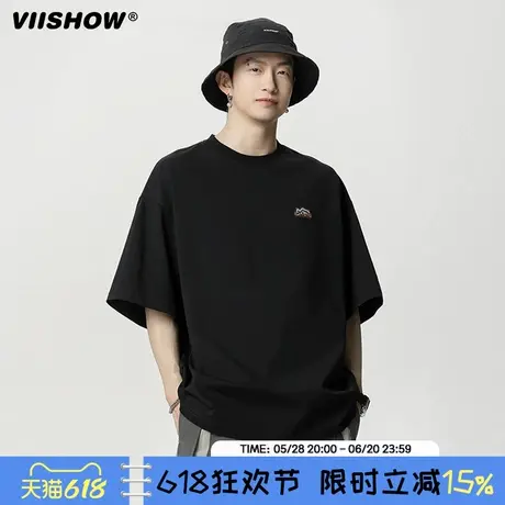 VIISHOW潮牌短袖2025年夏半袖简约情侣装美拉德体恤休闲运动T恤男商品大图