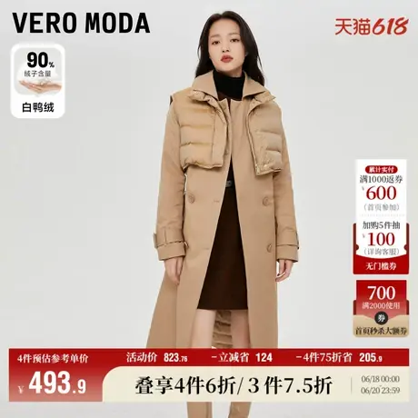 Vero Moda奥莱羽绒服冬季清仓白鸭绒马甲风衣羽绒服长款外套女商品大图