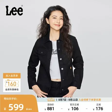 Lee25秋冬新品标准版型翻领黑色女牛仔夹克外套潮流LWT010853201商品大图