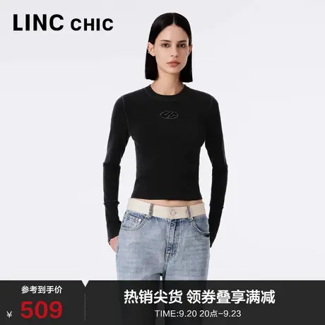 LINCCHIC金羽杰针织衫2023新款紧致机能感圆领上衣女S233SW401Y商品大图