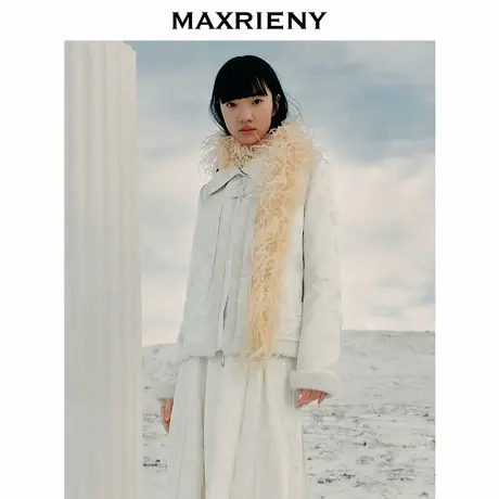 MAXRIENY新中式羽绒服24秋新款毛边国风盘扣外套女提花设计高级感商品大图